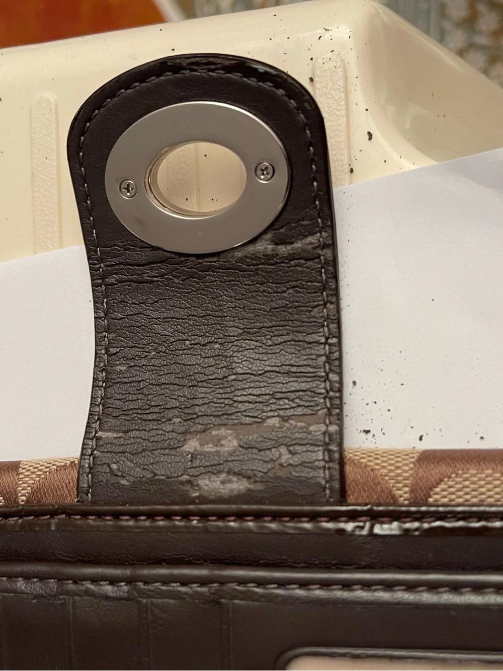 Coach Brown Signature Canvas Wallet with Silver Turnlock